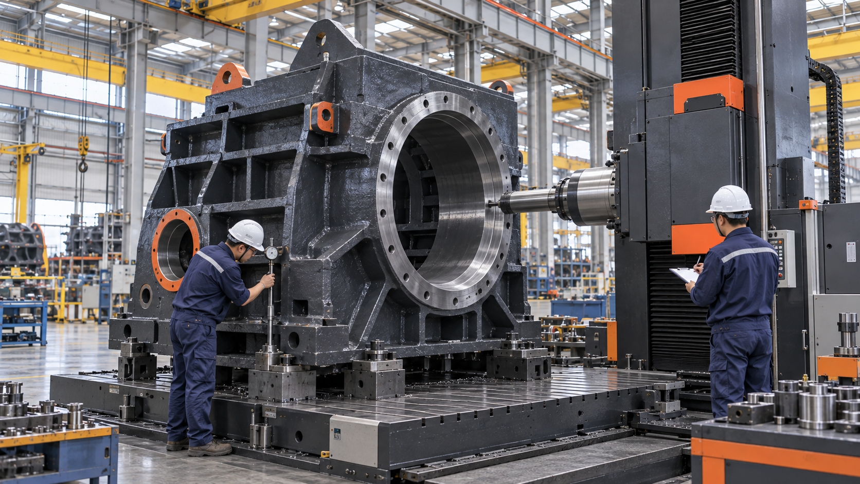 Precision machining and dimensional inspection of crusher housing