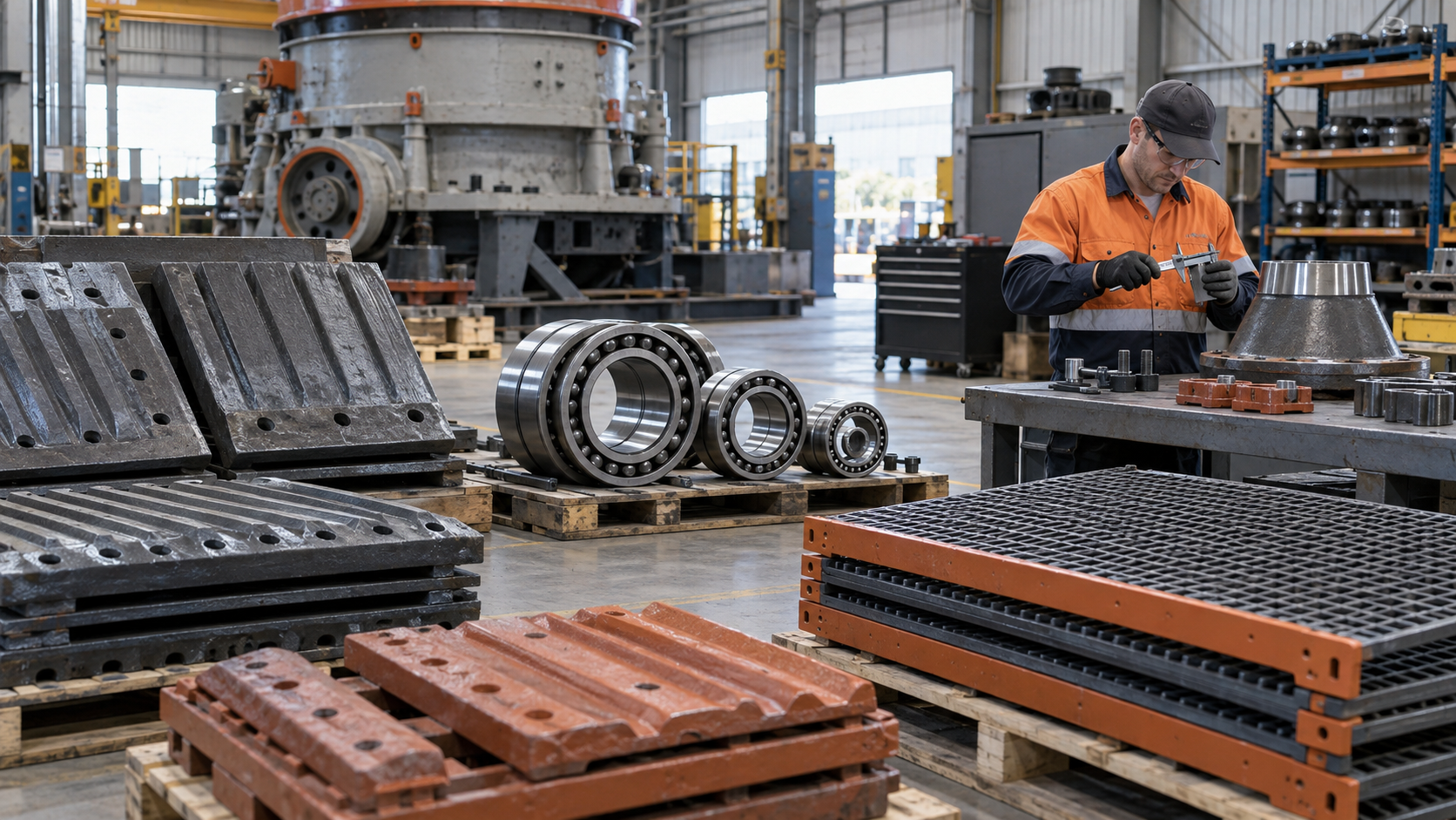 Vibrating screen and replacement parts support