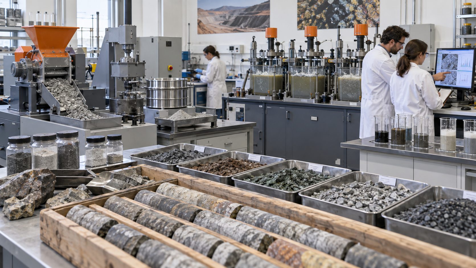 Grinding and mineral recovery equipment in processing hall