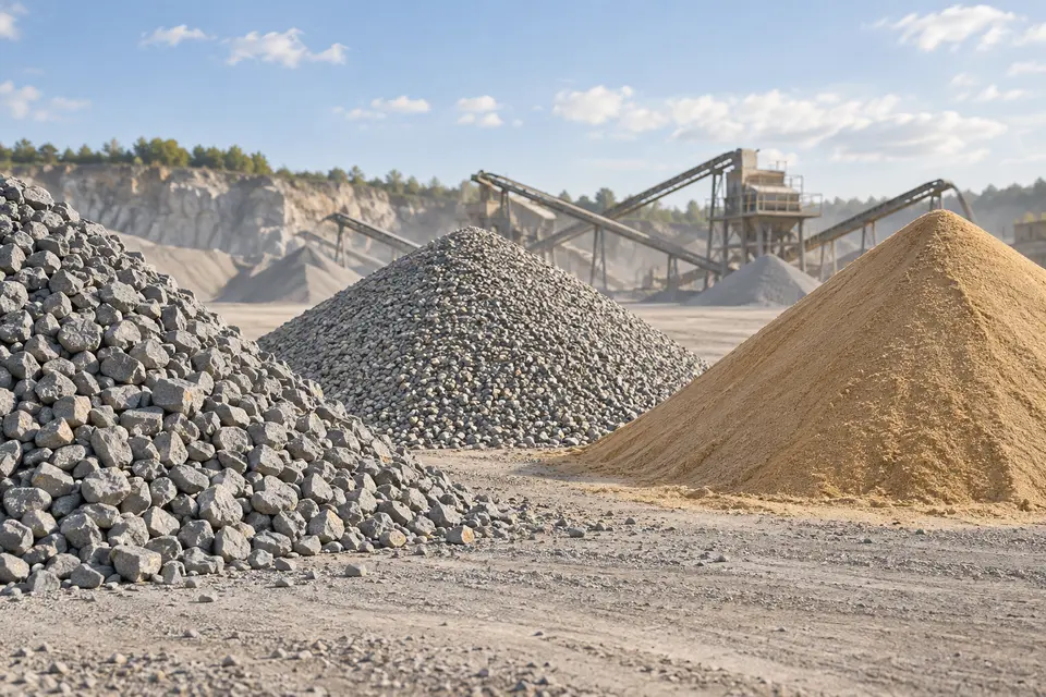 Different aggregate and sand size fractions