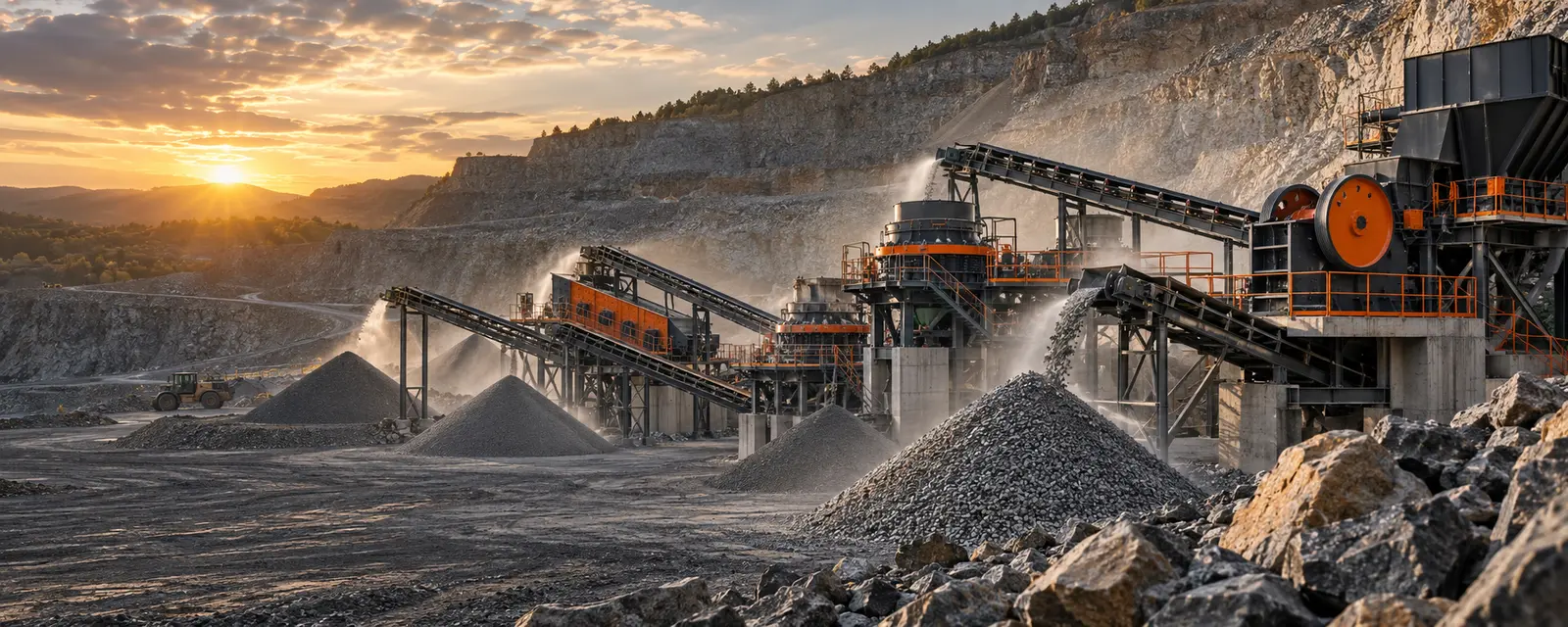 Crushing and screening equipment for aggregate production