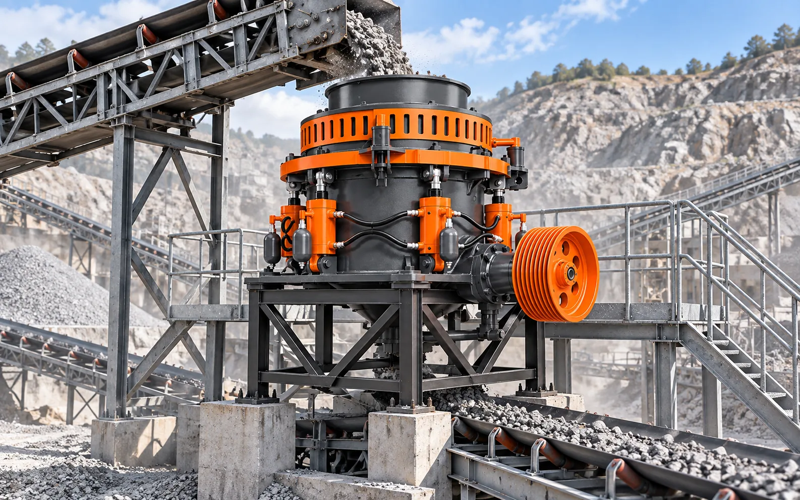 HNLANGBO Hydraulic Cone Crusher in an equipment processing layout