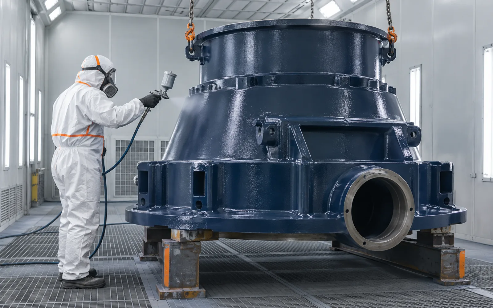 Protective coating applied to a crusher housing