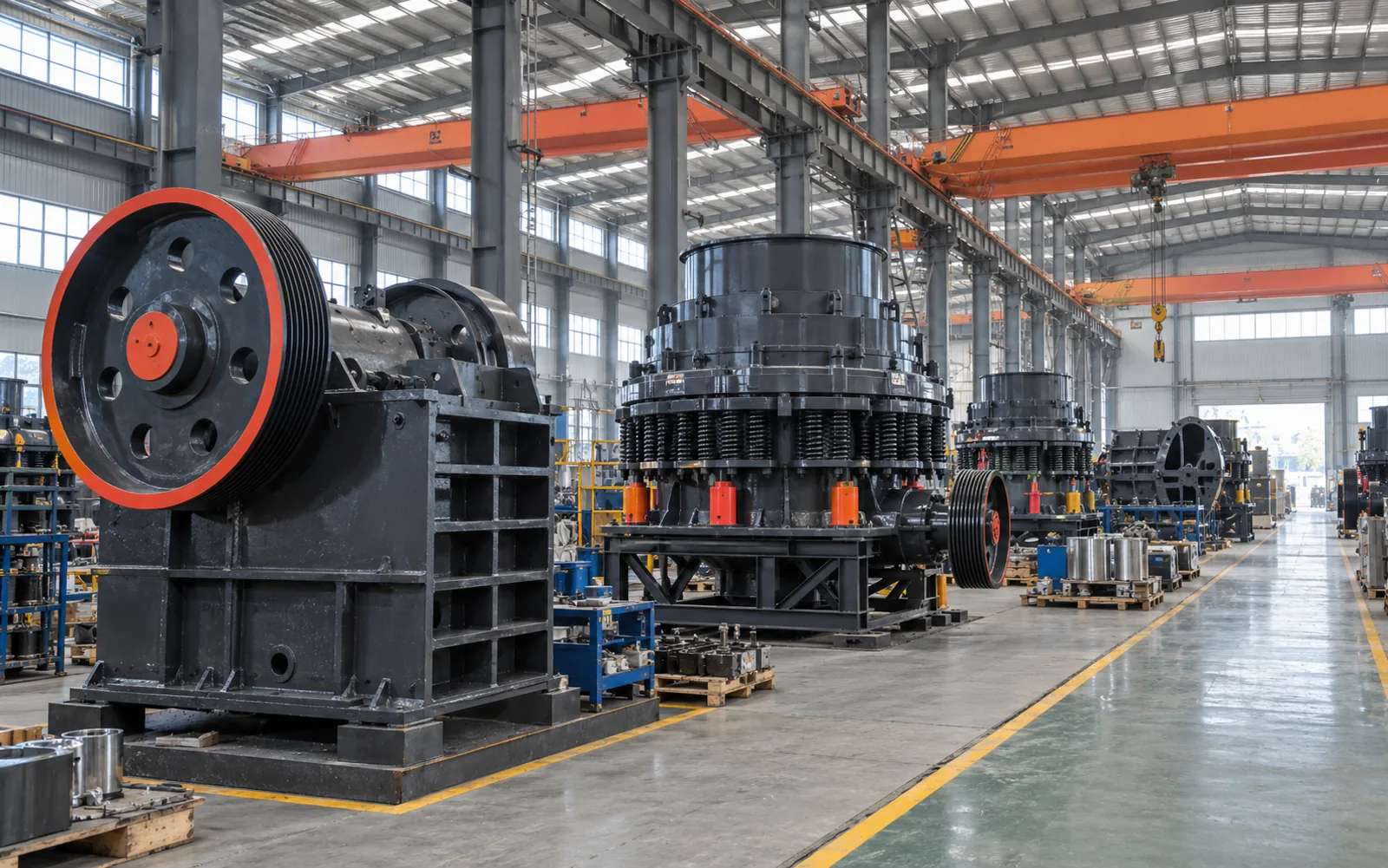 HNLANGBO mining equipment production workshop with crusher units