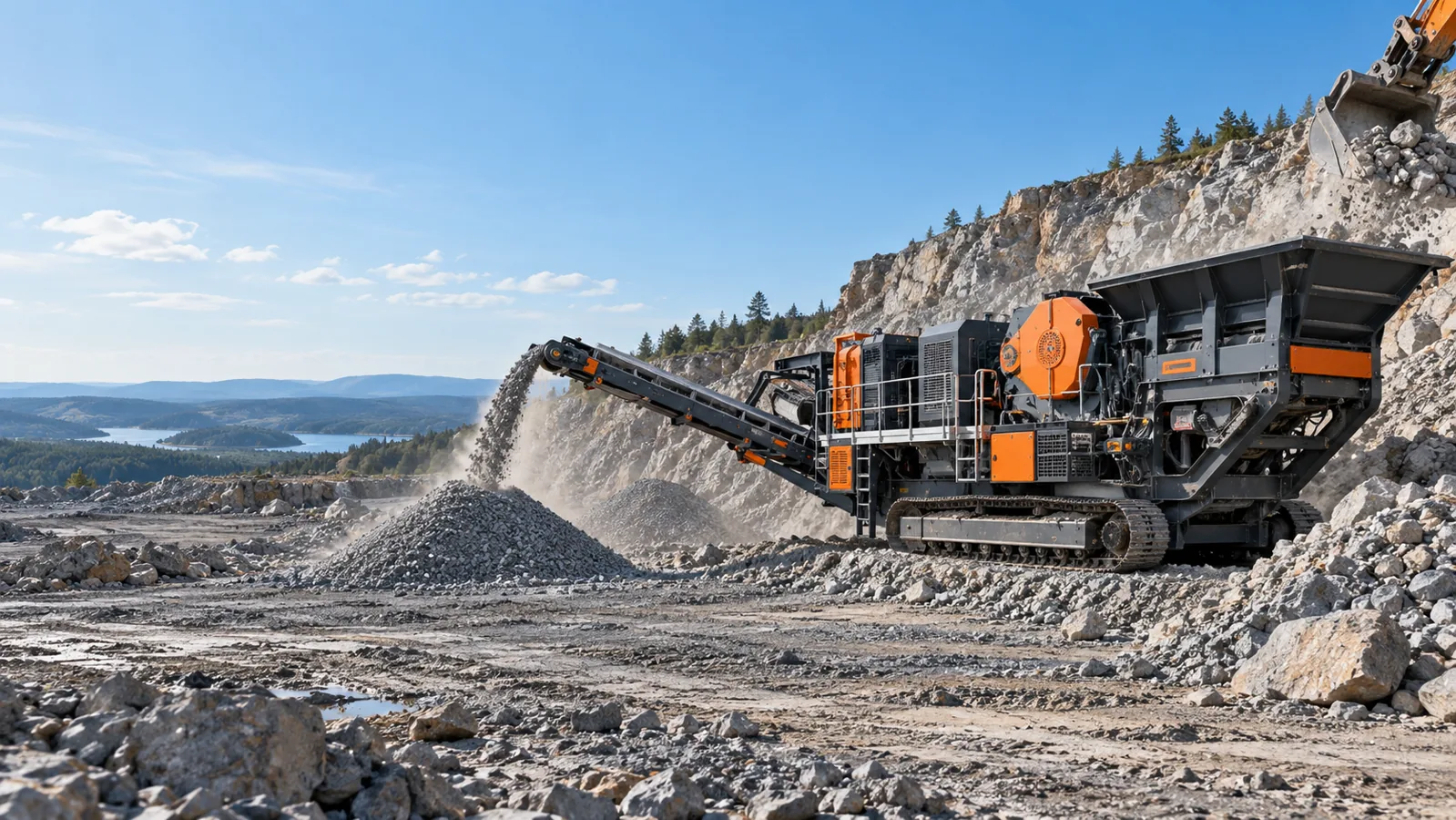 HNLANGBO Mobile Crushing & Screening Plants equipment in a processing setting