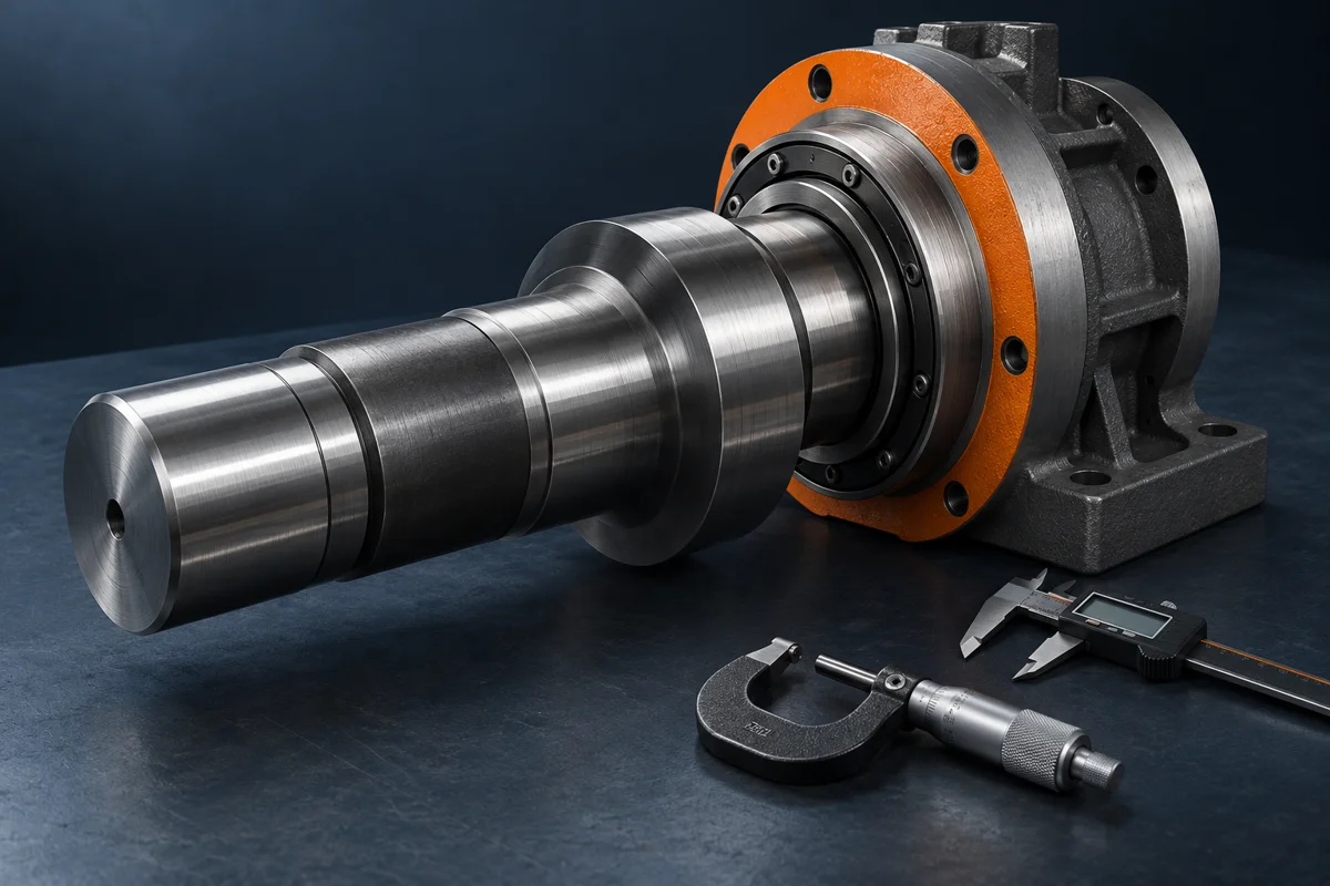 Machined steel shaft, bearing housing and precision measuring tools