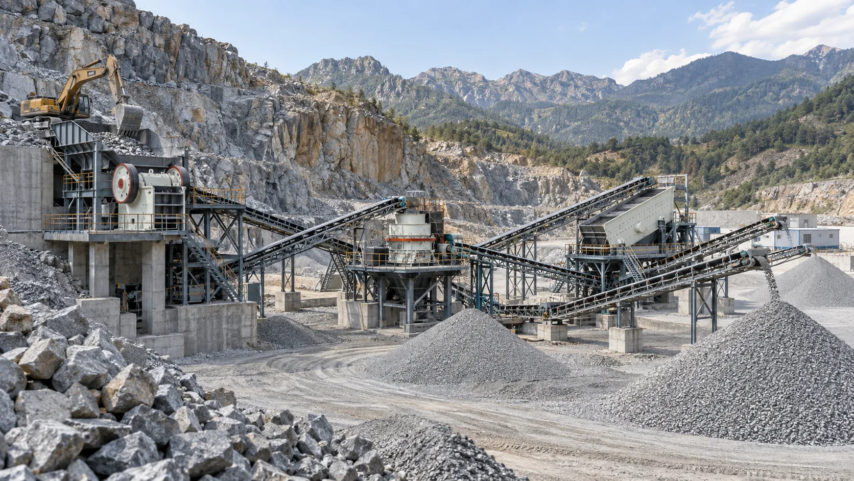 Representative granite aggregate crushing and screening plant
