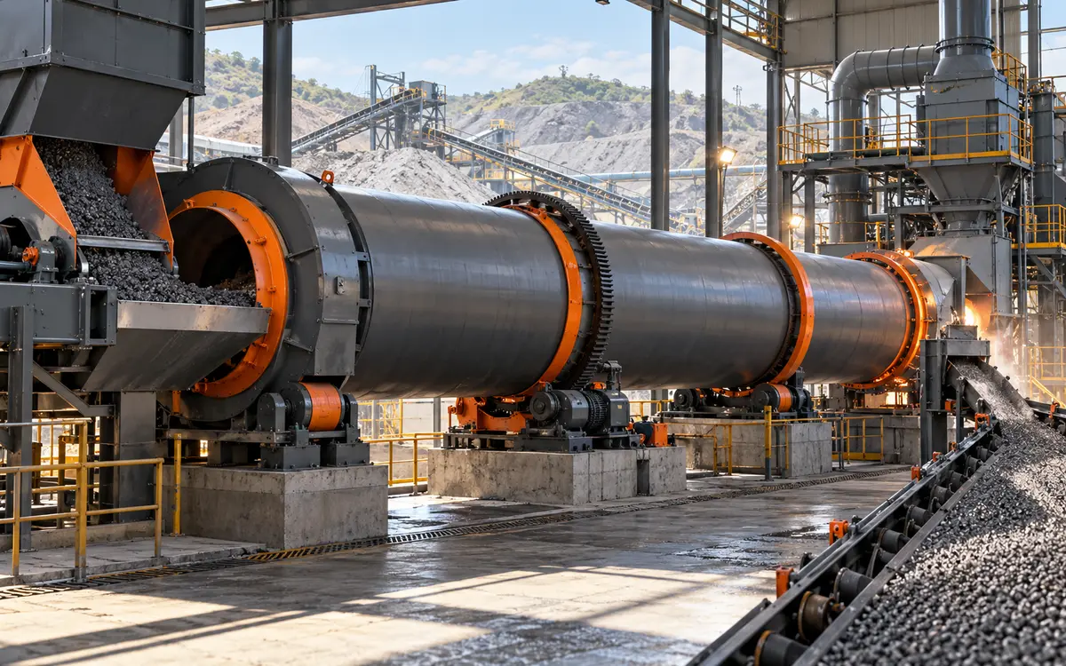 HNLANGBO Rotary Dryer in an equipment processing layout