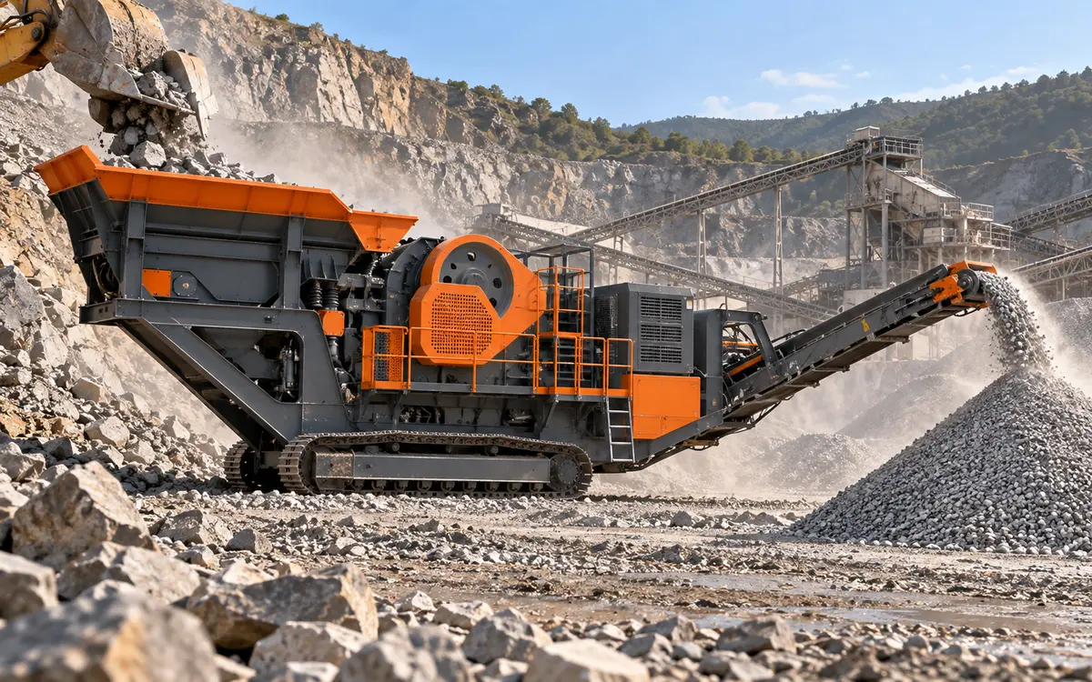 HNLANGBO Tracked Jaw Crushing Plant in an equipment processing layout
